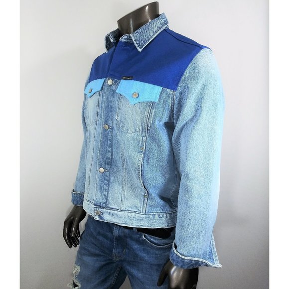 Calvin Klein 3 tone Blue Jeans Jacket - Picture 2 of 5